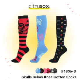 Skull Skeleton Cotton Below Knee High Socks