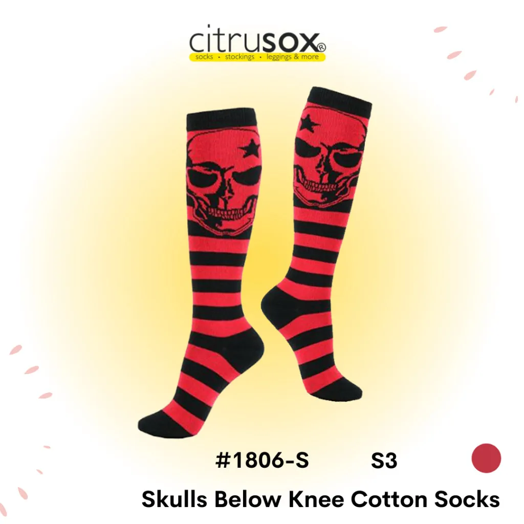 Skull Skeleton Cotton Below Knee High Socks