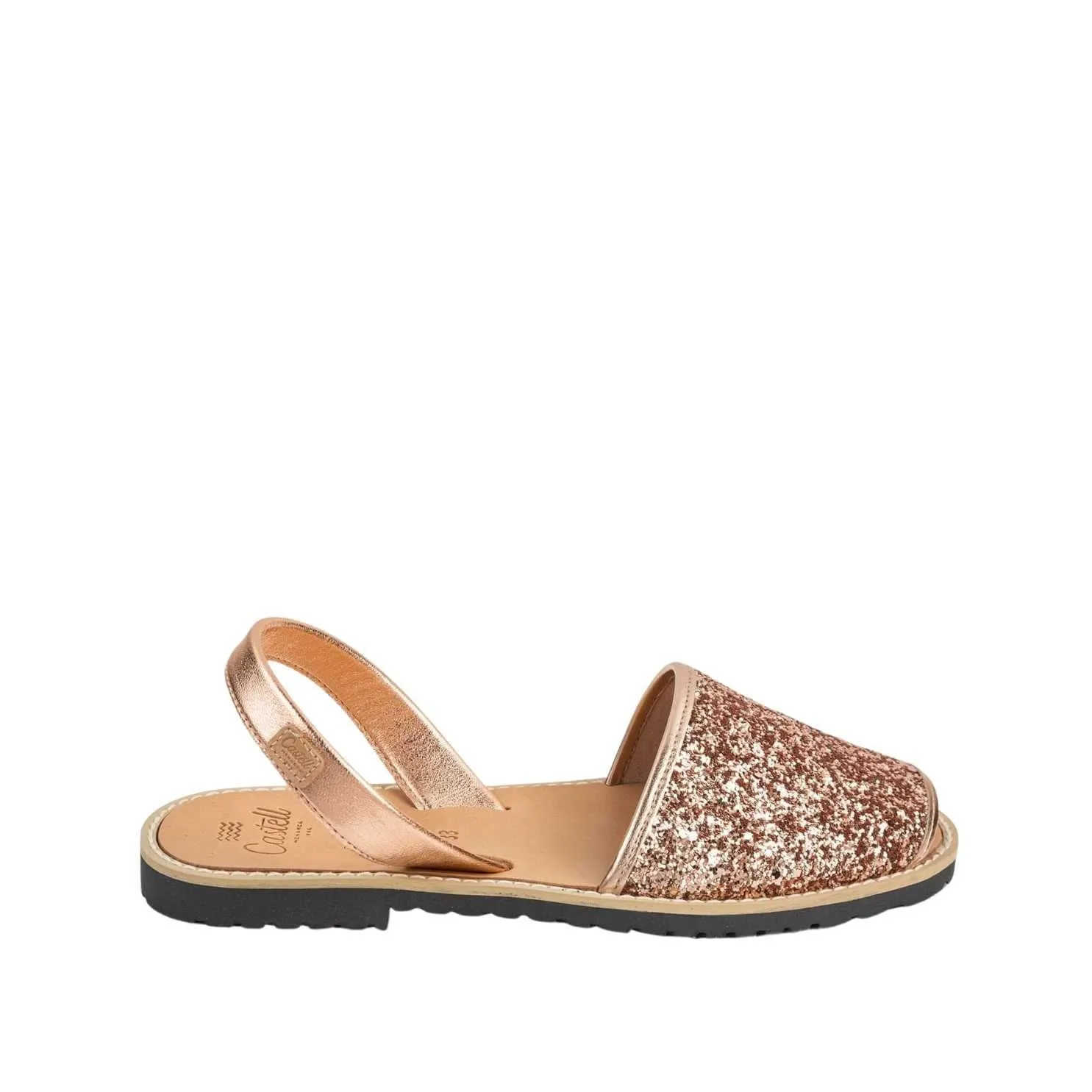 Standard Glitter Leather Menorcan Sandal With Open Toe For Women - Madona 1056R