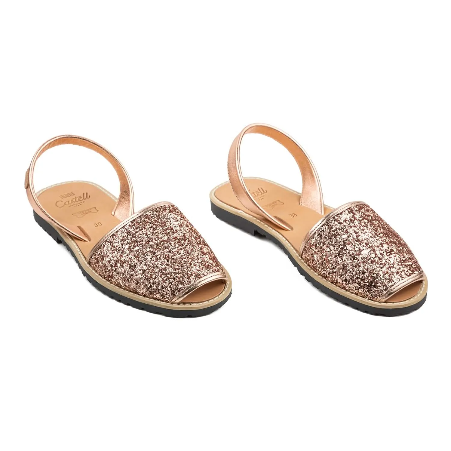 Standard Glitter Leather Menorcan Sandal With Open Toe For Women - Madona 1056R