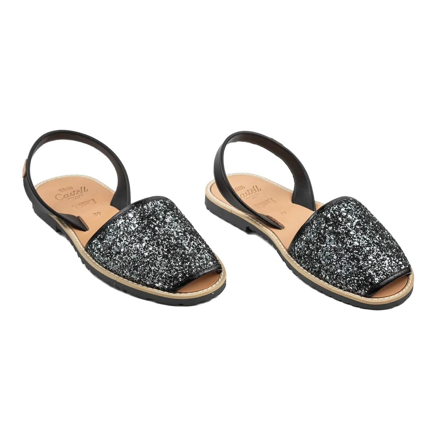 Standard Glitter Leather Menorcan Sandal With Open Toe For Women - Madona 1056R