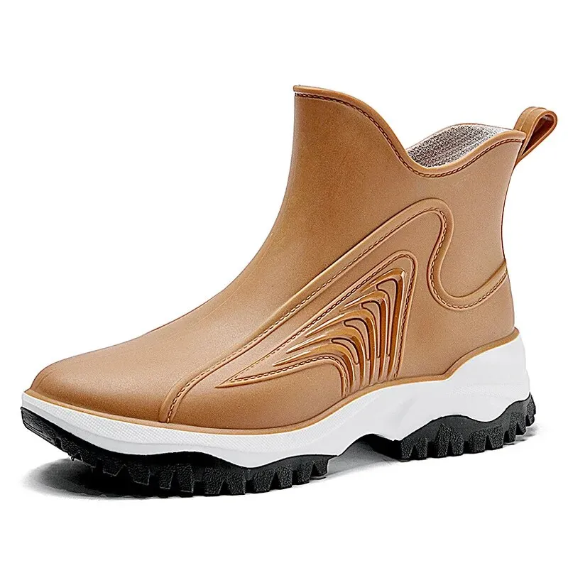 Women Casual Soft Rain Boots Trend Ankle Galoshes Quality Non-slip Shoes - WRB50134