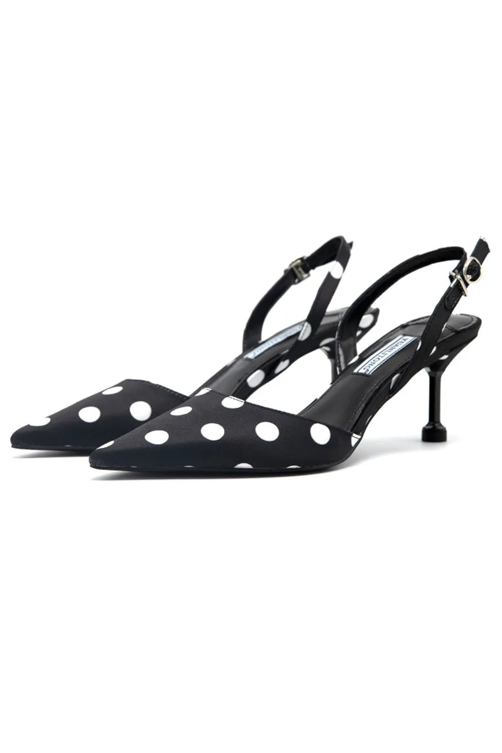 Women Pretty Polka Dotted Pointed Toe Comfy Heel Sandals - WSHP76318