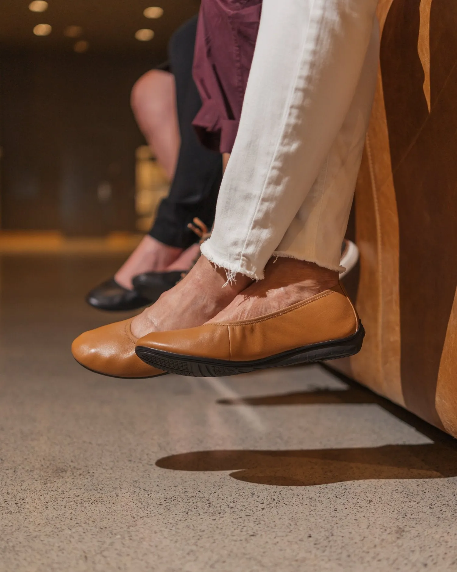 Women's Cognac Leather Ballet Flat