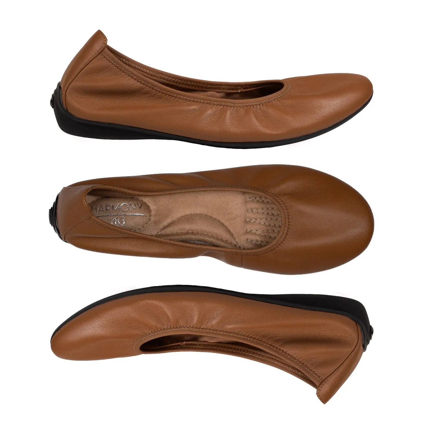 Women's Cognac Leather Ballet Flat