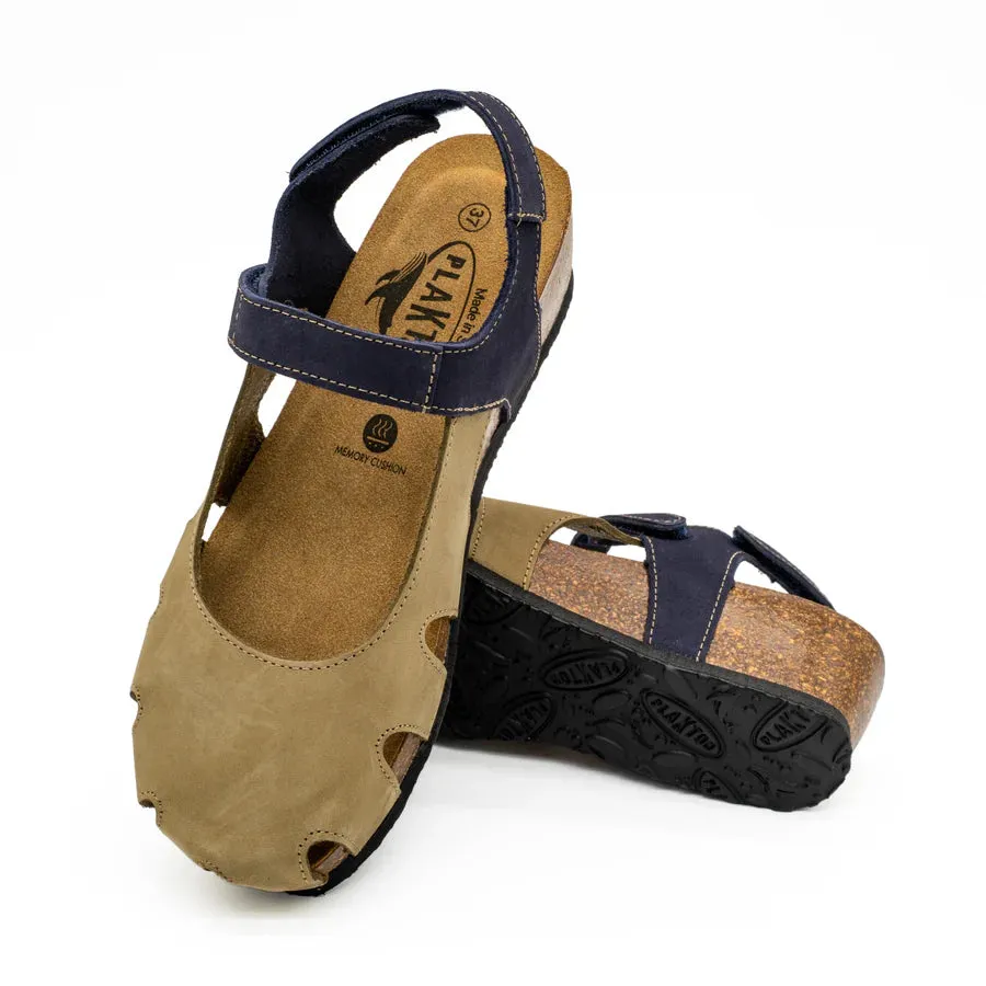 Plakton Amy Womens Sandals in Olive and Blue Colors