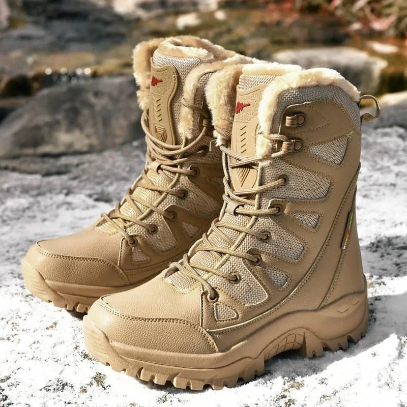 Women's Warm Winter Boots - Waterproof PU, Non-Slip Rubber Outsole, Mid-Calf Length